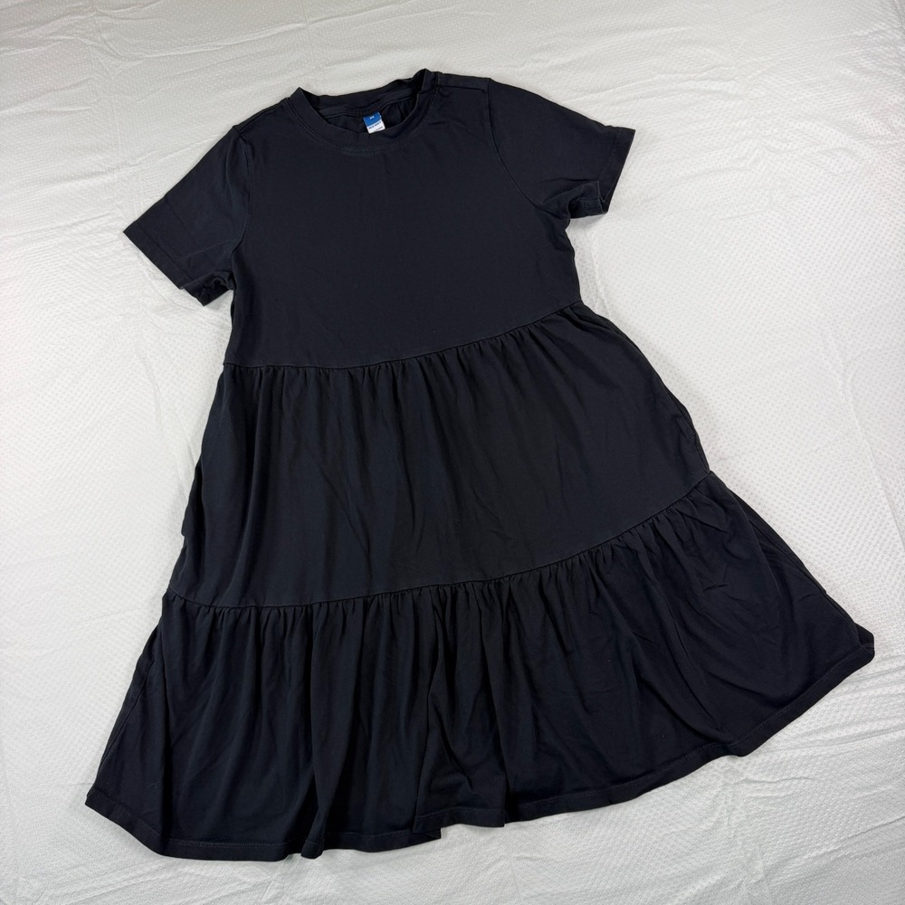 Old Navy Black Tiered Knit T-Shirt Mini Dress Womens XS Short Sleeve Cotton